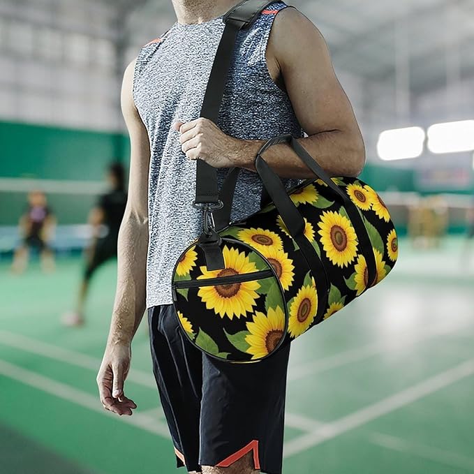 Gym Sports Travel Workout Bag Floral Sunflower (21) Dance Gymnastics Bag Lightweight Carry On Bags Foldable Overnight Bags