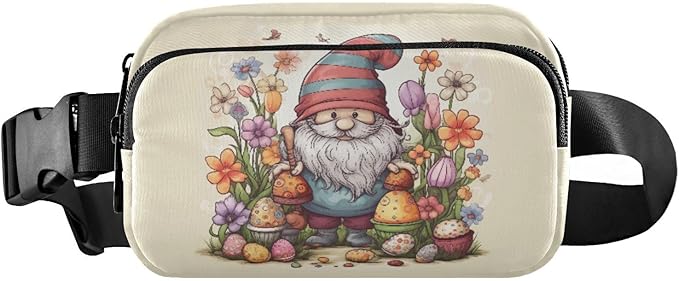 Easter Gnome Flowers Eggs Fanny Pack for Women Men Water Resistant Fashion Waist Packs with Adjustable Strap Belt Bag for Travel Workout Jogging Hiking 21217915