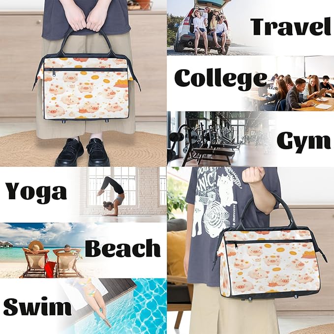 Pig Overnight Weekender Bag for Women Men Travel Duffel Bags Waterproof Luggage Carry on Sports Yoga Gym Bag