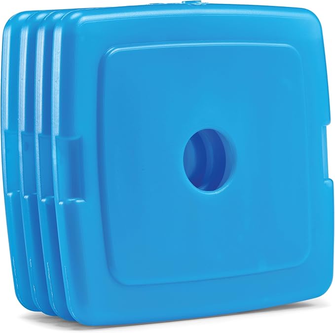 Cool Coolers by Fit + Fresh, 4 Pack Slim Ice Packs, Space Saving Reusable Ice Packs for Lunch Boxes or Coolers, Blue, Single Pack