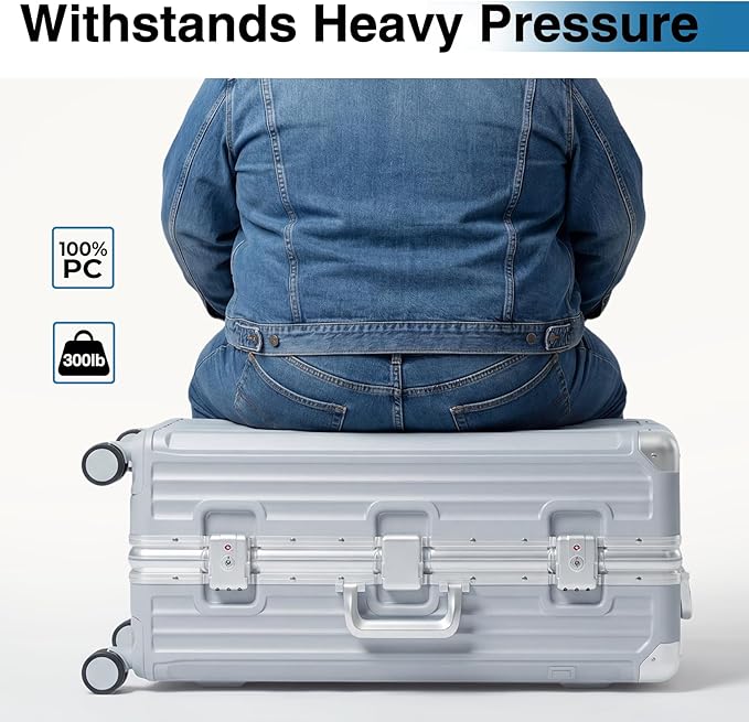 Krute No Zipper Carry On Luggage 20 Inch Suitcase with Wheels PC Aluminum Frame Zipperless Luggages with Cup Holder and Charger Hard Side TSA Approved Travel Suitcases
