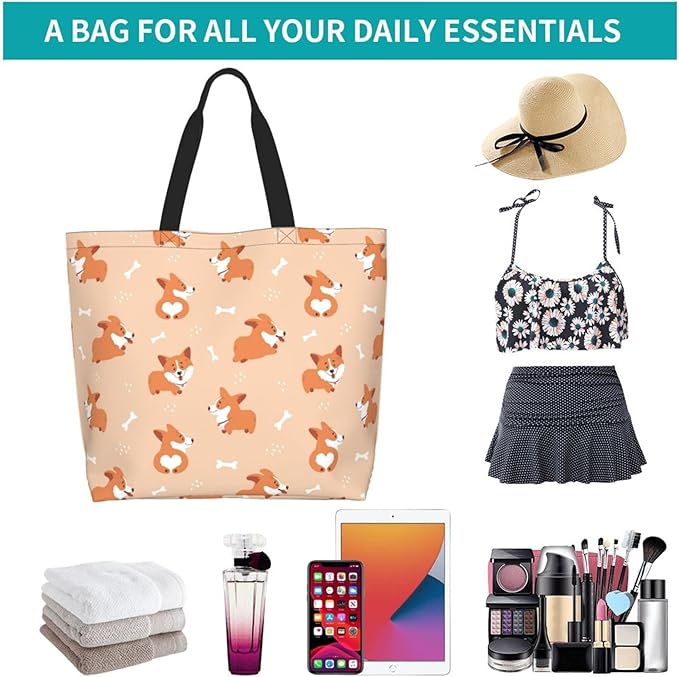 Tote Bag for Women Large Beach Bag Reusable Grocery Bags Handbag for Travel Shopping