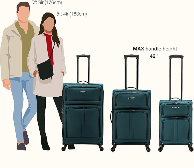 U.S. Traveler Anzio Softside Expandable Luggage with Spinner Wheels, Teal, 2-Piece Set (22/30)