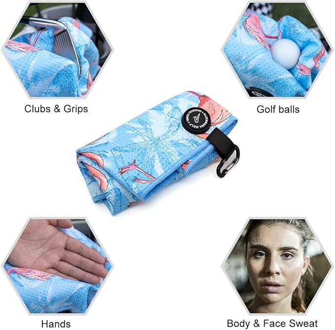 Magnetic Golf Towel, Microfiber Waffle Design with Clip - Industrial Strength Magnet for Strong Hold to Golf Bags, Carts & Clubs