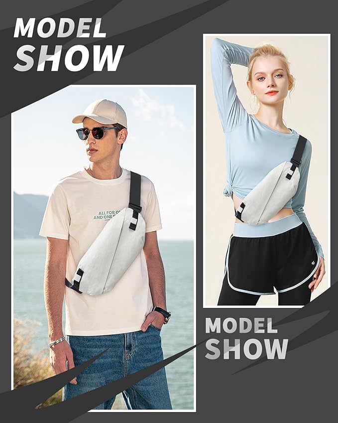 Fanny Pack for Mens Crossbody Bag, Sling Bag for Women Waist Packs Anti Theft Cross Body Belt Bags with Adjustable Strap for Running Sports Hiking Cycling Travel Walking - Beige