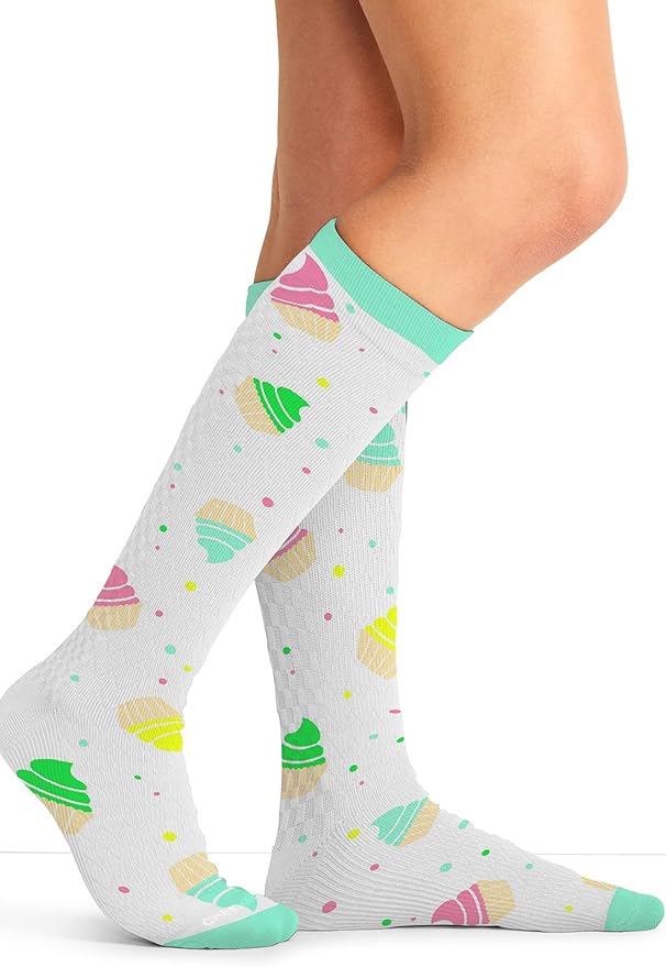 Cherokee Women's 10-15mmHg Compression Socks – Fun Print Knee Highs with Light Support, Soft Feel - PRINTSUPPORT