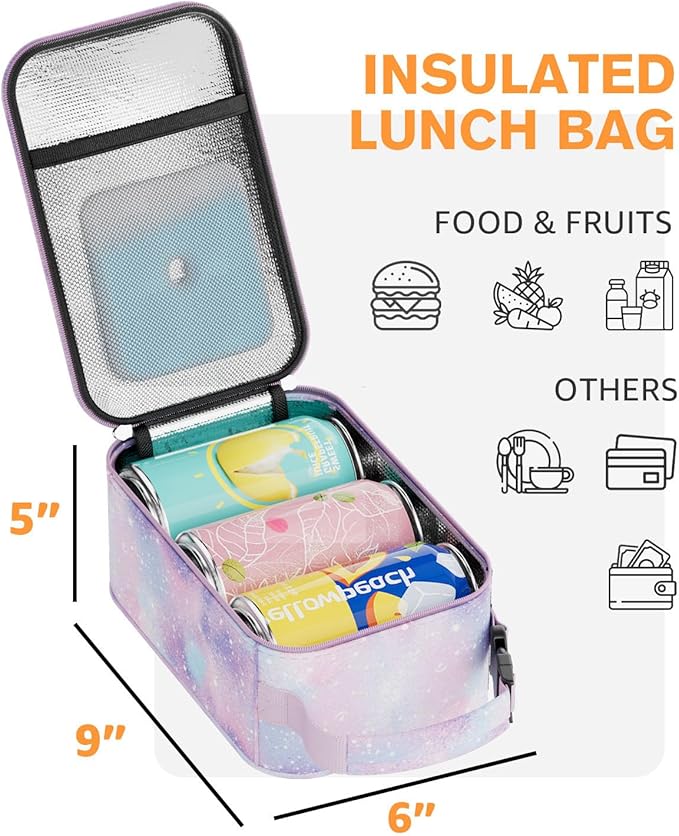 HowFly Small Lunch Box for Men- Small Insulated Snack Bag for Kid - Mini Cooler Bag Resuable Freezable Lunch Bags Thermal Lunchbox for Women Kids Work - Pink Astral