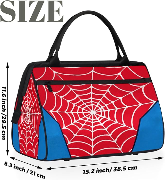 Sports Duffel Bags for Kids - Carry On Travel Gym Bag Waterproof Workout Shoulder Tote for Boys Girls Weekender Overnight Duffel for Swim Dance Camp(White Spider Web)