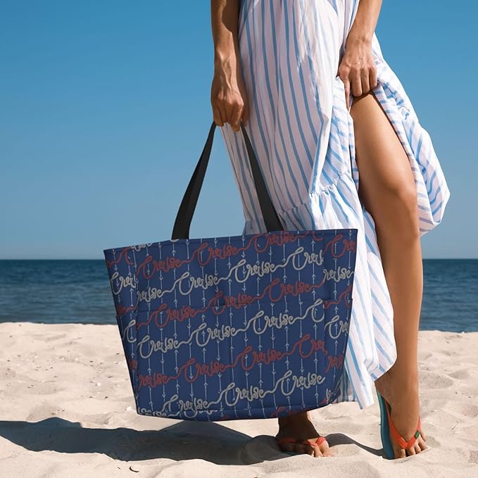Large Beach Bag for Women Waterproof Foldable Travel Shoulder Tote Bag with Pocket for Weekender Pool Vacation