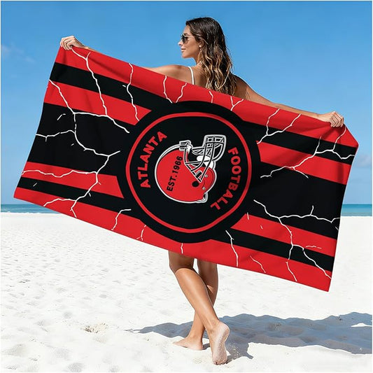 Football Fan Thin Lightweight Microfiber Beach Towel Atlanta Themed Large Sand Free Oversized Towels Men Women Falcons Team Boyfriend Bf Father Christmas Xmas Good Custom Weird White Elephant Gift