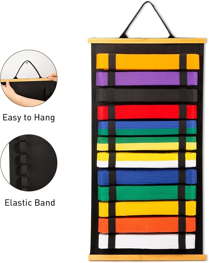 12 Belts Karate Belt Display Rack, Felt Taekwondo Belt Display, Martial Art Belt Display Holder for Martial Art Learner