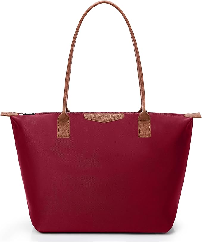 Tote Bag for Women, Nylon Top-Handle Purse with Zipper, Lightweight Foldable Shoulder Hobo Handbag