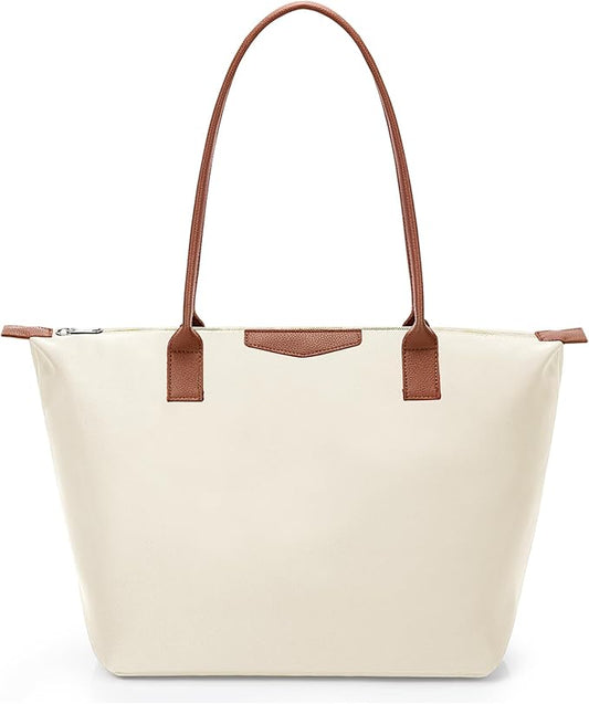 Tote Bag for Women, Nylon Top-Handle Purse with Zipper, Lightweight Foldable Shoulder Hobo Handbag