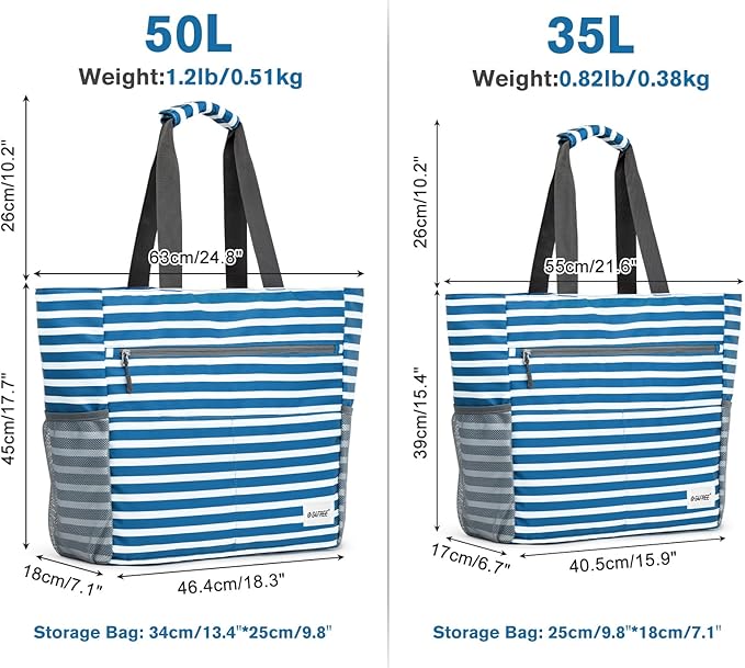 G4Free Beach Bag, Waterproof Sandproof Beach Tote Bag, Large Capacity Foldable for Women