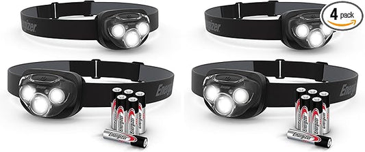Energizer LED Headlamp PRO (4-Pack), IPX4 Water Resistant Headlamps, High-Performance Head Light for Outdoors, Camping, Running, Storm, Survival LED Light for Emergencies (Batteries Included)