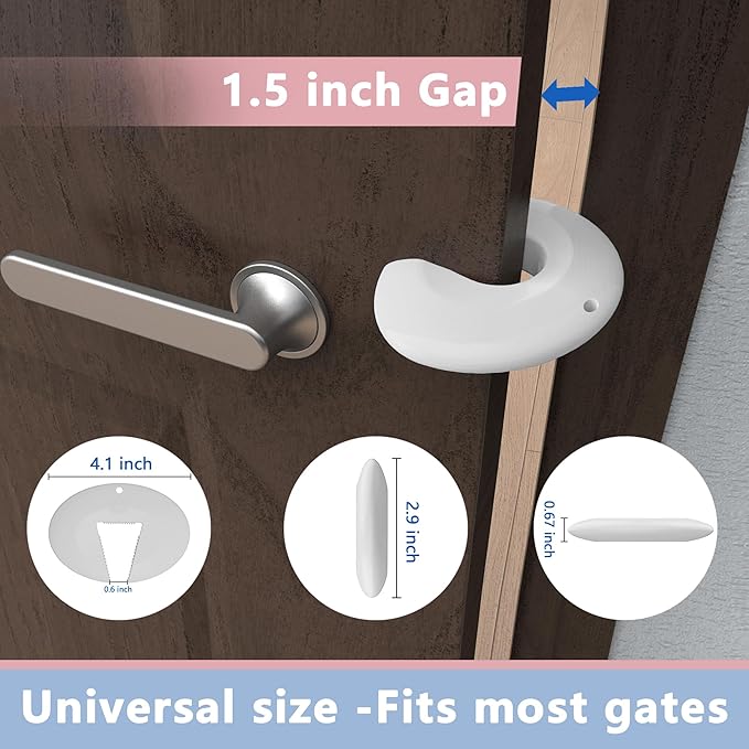 Door Pinch Guard and Door Slam Stopper, Durable Silicone Door Finger Pinch Guard, Prevents Slamming on Heavy Doors, Non-Toxic & Pet Friendly, White, 2 Packs