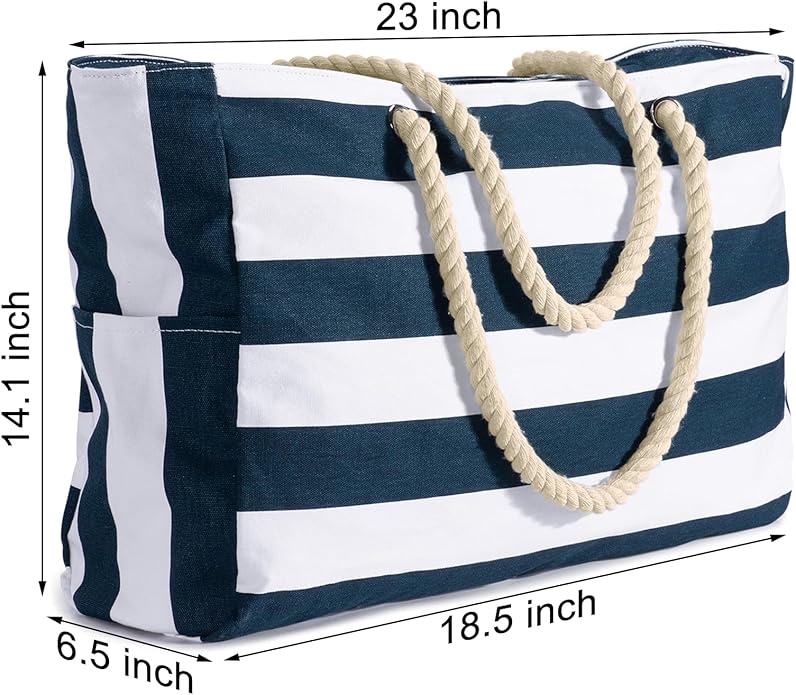 Becokan Beach Bags for Women Large Waterproof Beach Tote Bag Zipper Beach Bags Waterproof Sandproof Swim Pool Bag Large Tote