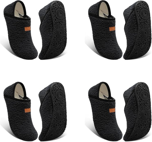 BARERUN Slippers Bulk for Women Men with Rubber Sole Soft-Lightweight House Slipper Socks Wide Barefoot Slippers Around House Shoes Non Slip Indoor/Outdoor