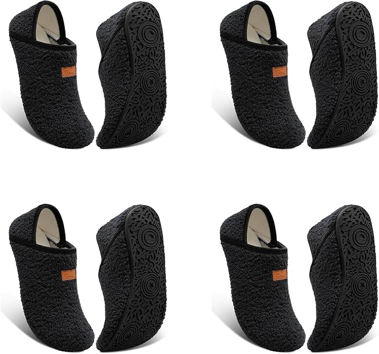 BARERUN Slippers Bulk for Women Men with Rubber Sole Soft-Lightweight House Slipper Socks Wide Barefoot Slippers Around House Shoes Non Slip Indoor/Outdoor