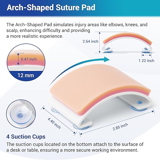Alcedo Advanced Suture Practice Kit for Medical and Veterinary Students, Complete Set (33 Pieces) Includes Arch-Shaped and Pre-Cut Wounds Pads, Tools Kit, and Suture Threads for Educational Use Only