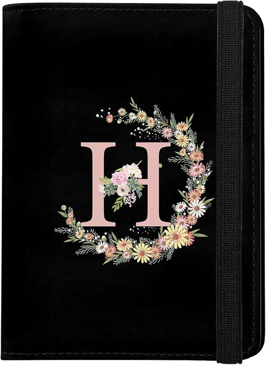 Cute Passport Holder and Holder Combo Passport Cover with RFID Blocking Women Men Compatible Wallet Credit Card Protector (Black-H)