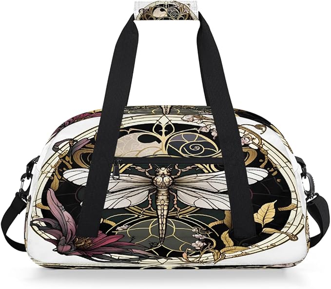 Travel Duffle Bag for travel duffle bag sports Girls Boys Kids Flowers Dragonfly Vintage Lightweight Overnight Sleepover Weekender Bags Small Dance Gym Sport Bag Teens Carry-On Size Workout Bag