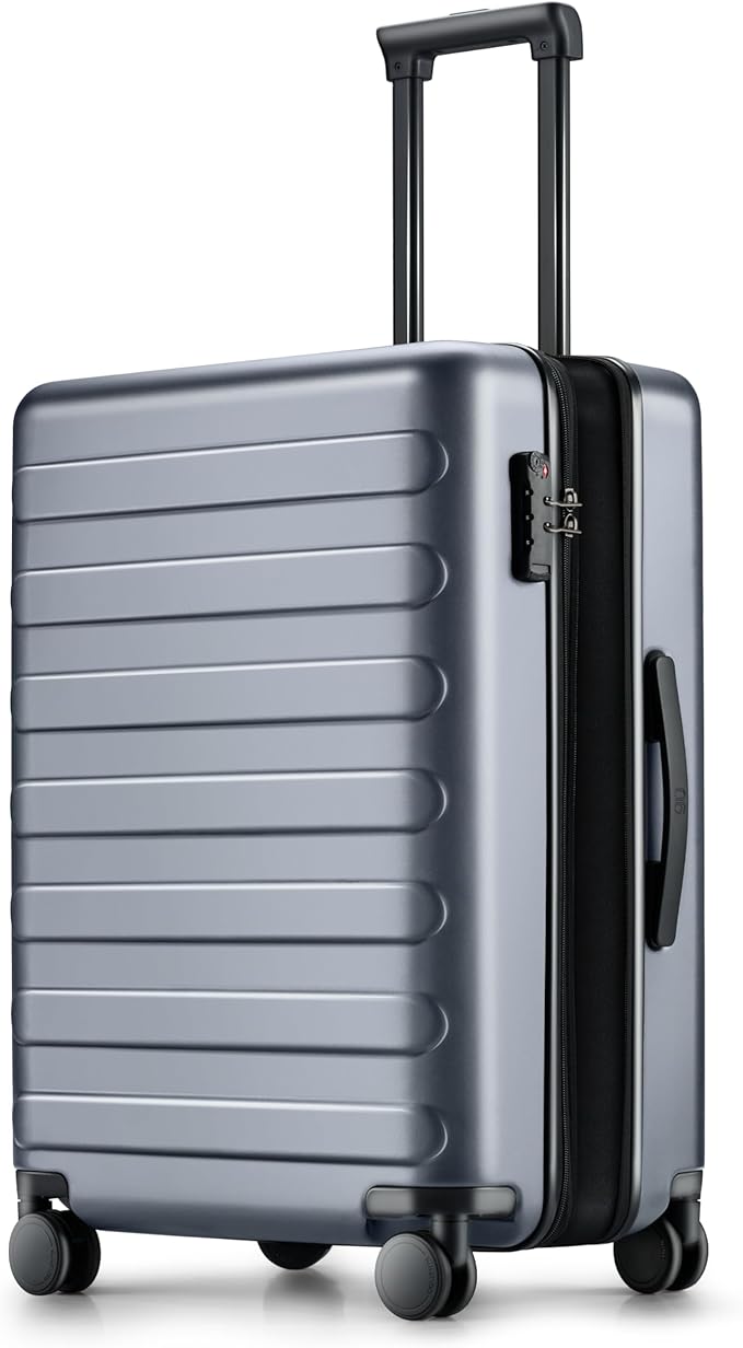 NINETYGO Carry On Luggage 22x14x9 Airline Approved, 20 Inch Luggage with Smooth Spinner Wheels, Expandable, Hard Shell PC Suitcase, Lightweight Travel Luggage, TSA Approved (Grey, Rhine Max)