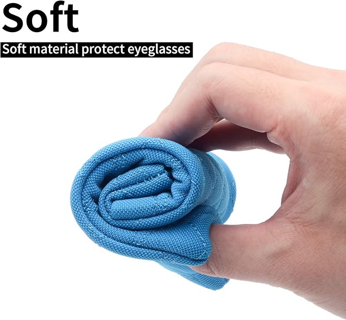 Face Shadow Double Glasses Case Soft Eyeglass Case For Women Men Squeeze Top Sunglasses Case With Cleaning Cloth