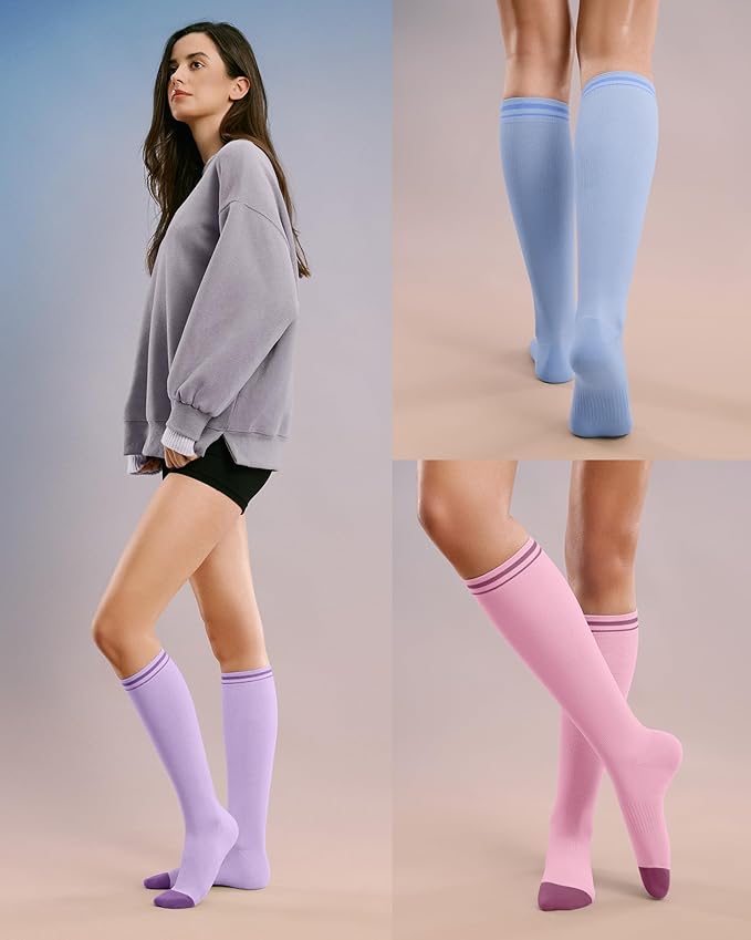 FITRELL 4 Pairs Compression Socks for Women & Men, 15-20mmHg Circulation Support for Athletic Travel Daily Wear