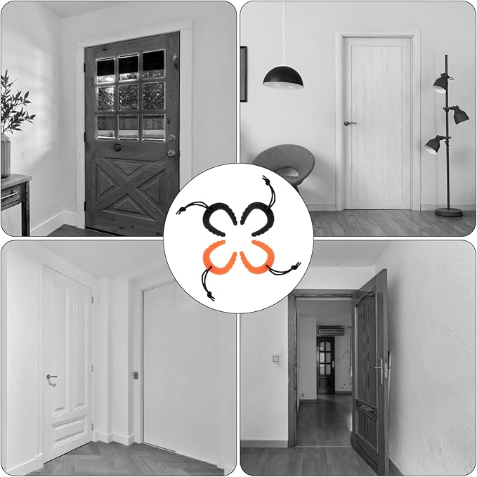 4 PCS First Responder Door Stop, Door Jam for Law Enforcement Door Pinch Guard from Closing Edge Door Finger Guards Security Emergency Police Door Stoppers (Orange, Black)