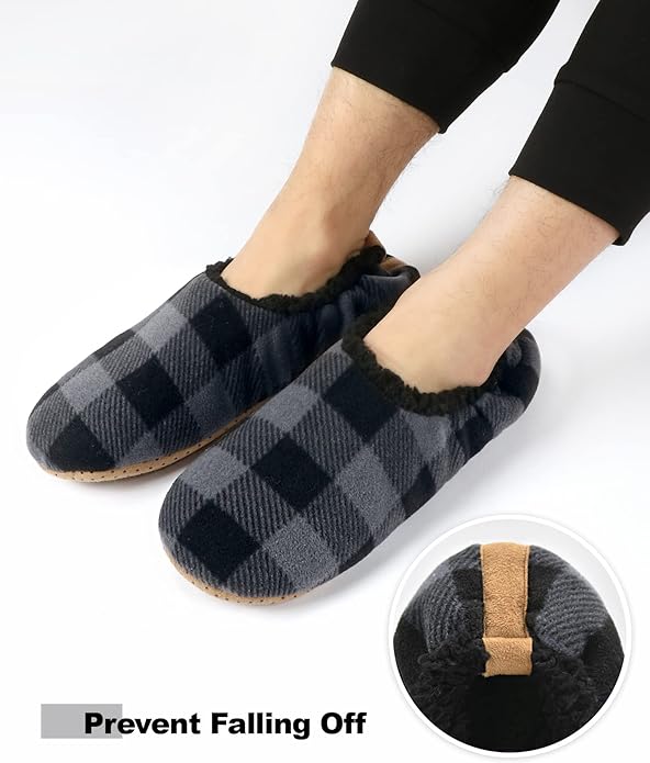Keyela Mens Slipper Socks With Non Skid Bottoms, Warm Slipper Socks With Grippers For Men, Fuzzy House Slippers