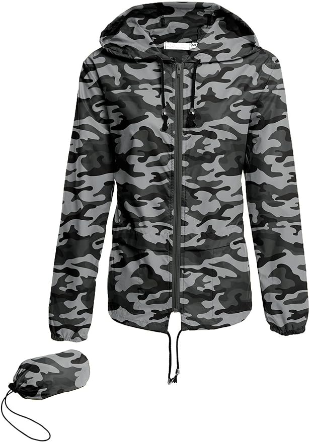 Avoogue Raincoat Women Lightweight Waterproof Rain Jackets Packable Outdoor Hooded Windbreaker