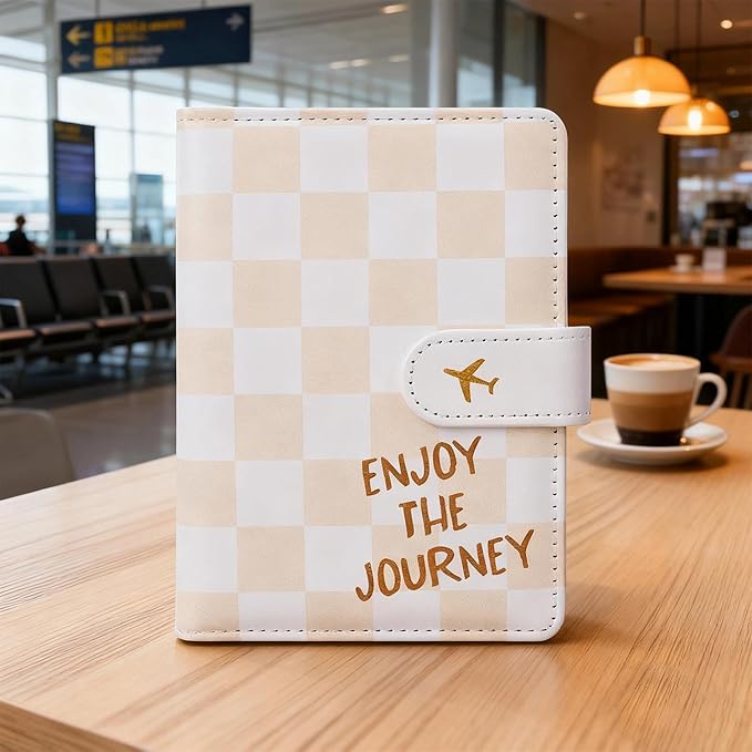 COSHAYSOO Personalized RFID Passport Holder for Travel Women Passports Cover Case Air Essentials Airplane Flight Accessories Airline Plane Flying Must Haves Christmas Gifts for Travelers Checkered