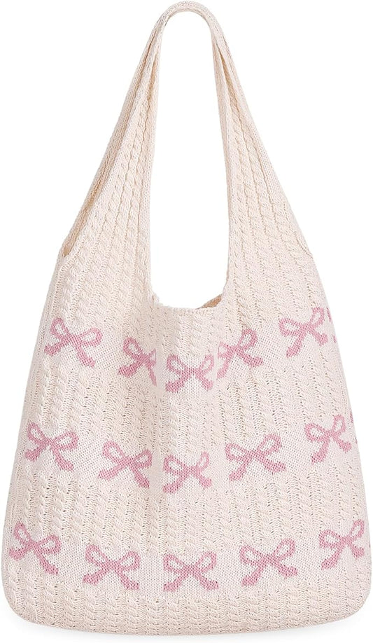 Sightor Crochet Tote Bag, Mesh Beach Bag Knit Summer Hobo Bag Vacation Boho Tote Bag for Women