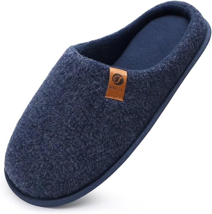 ONCAI Men's House Slippers Memory Foam Slip-On Warm Cozy Scuff Home Bedroom Shoes with Indoor/Outdoor Rubber Soles US Size 7-15