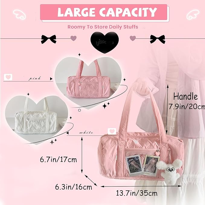 Ballet Bag Dance Bag for Girls Toddler Small Duffle Overnight Sleepover Dance Bags for 4-6 Ballerina,with Kawaii Ita Bags Pin Display Pocket