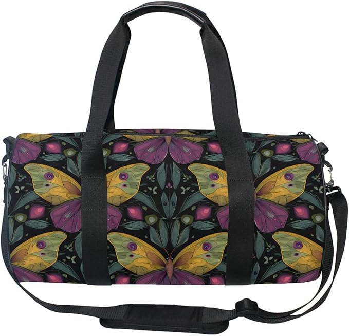 MNSRUU Sports Duffel Bags, Butterfly Leaf Pattern Athletic Gym Bag Overnight Workout Travel Tote Luggage for Men Women Yoga