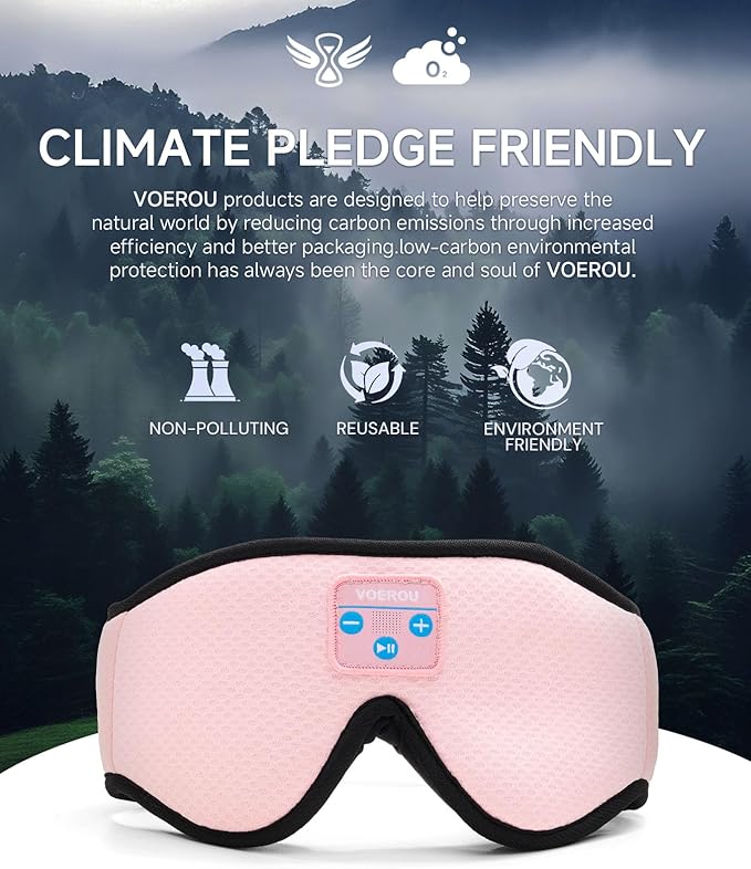 Voerou Sleep Headphones 3D Sleep Mask with Bluetooth 5.4 Headphones, Eye Maks for Sleep with Soft Breathable Fabric & HD Stereo Speakers, Cool Tech Gadgets Christmas Gift for Men Women Teen Boys Dad