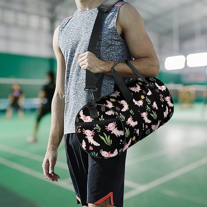 Foldable Gym Travel Bag Axolotl Lovers Overnight Weekender Travel Bag Dance Sports Gymnastics Bags Unisex Overnight Bags