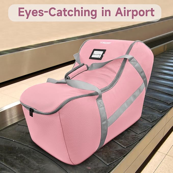 YOREPEK Infant Carseat Cover for Airplane Travel Compatible with All Nuna Pipa Car Seat and Base, Uppababy Mesa and Base, Padded Car Seat Bags for Air Travel, Car Seat Bag with 5 Protective Feet,Pink