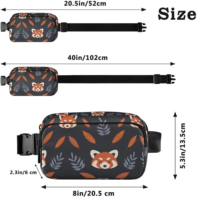 Kawaii Red Panda Fanny Pack for Women Men Water Resistant Fashion Waist Packs with Adjustable Strap Belt Bag for Travel Workout Jogging Hiking 21219400