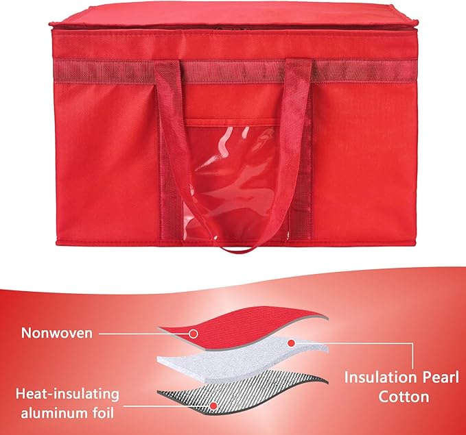 Yalin XXXL Large Insulated Cooler Bag, Styrofoam Cooler of Keep Food Hot or Cold, Reusable Double Zipper Food Delivery Bag for Grocery Shopping, 23" W x 15" H x 14" D