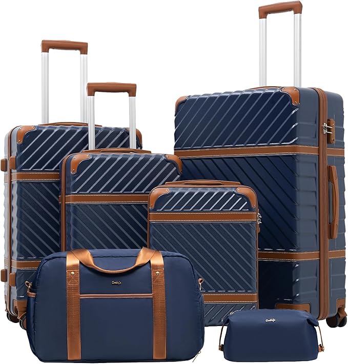 Coolife Luggage Set Suitcase Carry On Luggage PC Hardshell Luggage TSA Lock Spinner Wheels Telescopic Handle