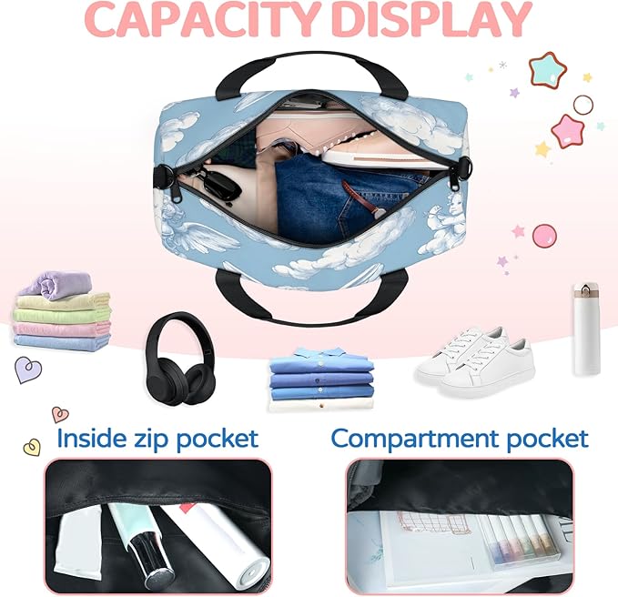 Cloud Design Travel Duffle Bag for Women Men, Overnight Weekender Bag, Carry on Tote for Sport Gym
