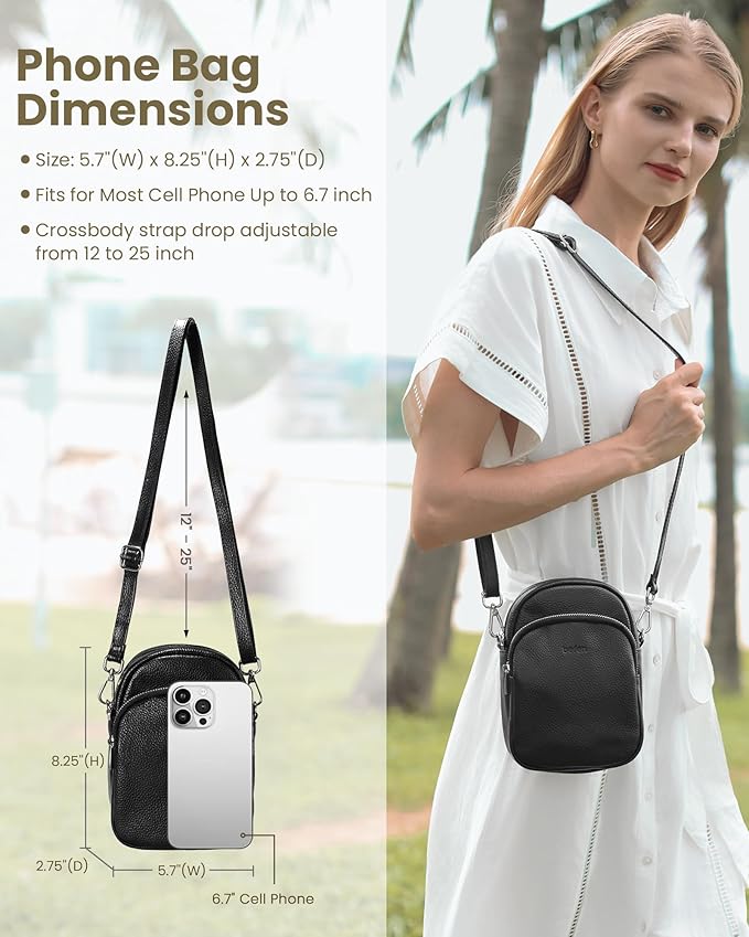 befen Genuine Leather Small Crossbody Bags for Women Cross Body Bag Purses Cell Phone Purse for Travel with RFID Card Slots