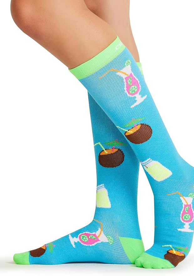 Cherokee Women's 10-15mmHg Compression Socks – Fun Print Knee Highs with Light Support, Soft Feel - PRINTSUPPORT