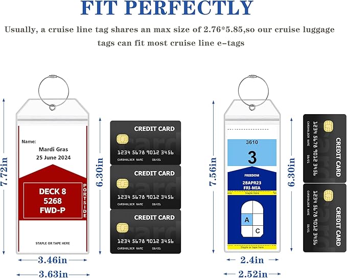 6 Pack Luggage Tags Travel Essentials & Cruise Essentials for NCL, Princess, Carnival, Royal Caribbean & Celebrity Cruise Ships by SEAVILIA