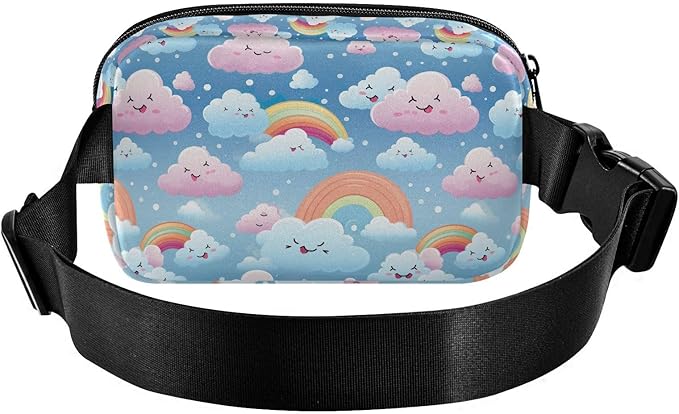 Cute Clouds Rainbow Fanny Pack for Women Men Water Resistant Fashion Waist Packs with Adjustable Strap Belt Bag for Travel Workout Jogging Hiking 21219738