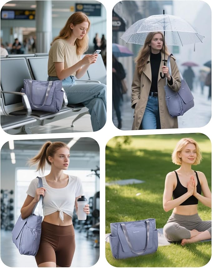 sportsnew Yoga Gym Bag Tote Yoga Mat Bag For Women Men with Waterproof Wet Pocket & Drawstring pockets, Quick Access Hook-and-loopStorage Yoga Mat Bag Holder, Gray Blue Patent Pending