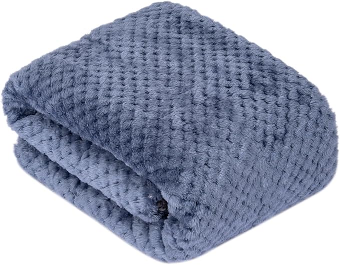Fuzzy Sherpa Reversible Blanket for Baby, Soft Warm Cozy Coral Fleece Toddler, Infant or Newborn Reversible Blanket for Crib, Stroller, Travel, 30”×40”, Smoked Blue